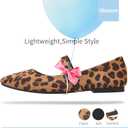 Obtaom Mary Jane Flat Shoes Round Toe Ballet Flats for Women Dressy Fabric Business Flats Comfortable Classic Strap Flats for Office(Leopard,US6)