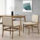 Christopher Knight Home Coston Contemporary Fabric Upholstered Dining Chairs Set of 2, Wooden Dining Room Armless Chair, Comfy Kitchen Side Chair, Wheat and Walnut, 19.75 "W x 23.25 "D x 33.0 "H