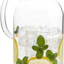Okuna Outpost Glass Pitcher with Lid for Guests - 2.0-Liter (68 oz), Clear - Heat-Resistant Beverage Dispenser with Spout - Water & Iced Tea Pitcher - Kitchen & Refrigerator Organization