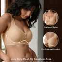 SHARICCA Seamless Front Closure Bras for Women Wireless Full Coverage Support Bra Comfortable No Underwire Everyday Bras (Beige, L)