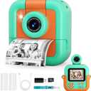 Kids Camera Instant Print,2.4 Inch Screen Toddler Digital Cameras,Christmas Birthday Gifts for Girls Age 3-12,Toddler Portable Travel Toy for 4 5 6 7 8 9 Year Old Boys Green