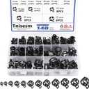 Tnisesm 140 Pcs 12Values 6-22mm Spring Hose Clamp Assortment kits Silicone Vacuum Hose Action Low Pressure Air Clip Clamp hoses clamps sleeving(Black)