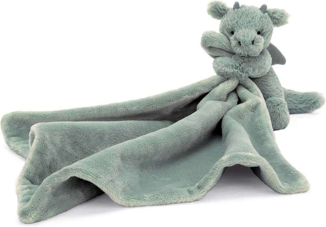 Jellycat Bashful Dragon Soother, 13.5 inches - Security Blanket & Lovey for Babies - Baby Gift