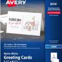 Avery Printable Half-Fold Greeting Cards, Envelopes Included, 5.5" x 8.5", Matte White, Inkjet Printer Compatible, 30 Blank Cards Total, Great for Product Branding, Marketing, and More (8316)