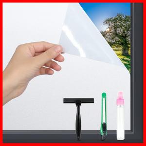 Frosted Glass Window Film with Tools,Reusable Window Privacy Film,Static Clings Window Film Kit for Home Bathroom and Office. (White, 17.5Inch78.7Inch)