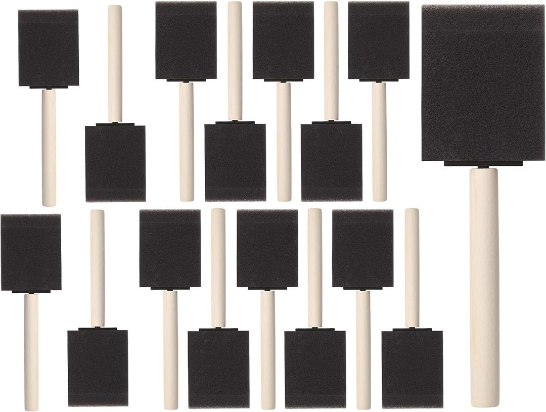 2 x Bates- Foam Paint Brushes, 2 Inch, 16 Pack, Wooden Handle, Sponge Brushes for Painting, Staining, Varnishes, Gluing and DIY Craft Projects on Wood, Metal & More