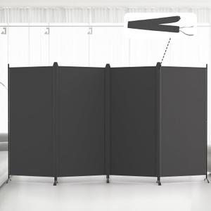 Kokorona 4 Panel Room Divider, 6FT Tall Folding Privacy Screen Wall Dividers, Portable Privacy Screen Freestanding Room Divider for Room Separation, Included - Cover Strips, Grey, 136''W x 71''H