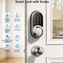 Veise RZ06C Smart Locks for Front Door, 2 Knob Handle Set, Keyless Entry Deadbolt, App Control, Electronic Touchscreen Digital Keypad, Auto Lock, Easy Installation, IP54 Waterproof, Satin Nickel