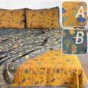 Ginkgo Quilt King Size Bedding Set Reversible Soft Quilt Set King Size Coverlet Set with Shams Lightweight Cotton Bedspread Set for All Season (King Quilt)