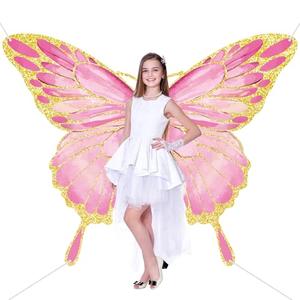 Panelee Large Butterfly Wings Decorations Giant Purple and Gold Butterfly Backdrop Banner Baby Shower Photograph Background for Women Girls Birthday Party (Pink, Butterfly)