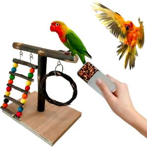2pcs Bird Training Stands for Parrots,Natural T Perch Stand for Parakeets Cockatiels Conures Lovebirds,Bird Portable Playground