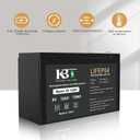 KBT 6V 12Ah Rechargeable LiFePO4 Lithium Battery Replacement, Long Lasting Life, with Charger for Ride on Toys, DIY Project, Emergency Light Equipment, Deer Feeder