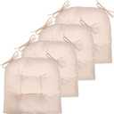 Chair Cushion, 4 Pack Chair Cushions for Dining Chairs, Chair Pads and Mat with Ties for Indoor Kitchen Seat and Desk (Beige, 4 Count - 17 x 16 in)