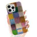 xoniery Compatible with iPhone 15 Pro Max Case, Cute Aesthetic Colorful Checkered, Senior Shockproof, Anti-Scratch and Slim Trendy Cover for Women Girls