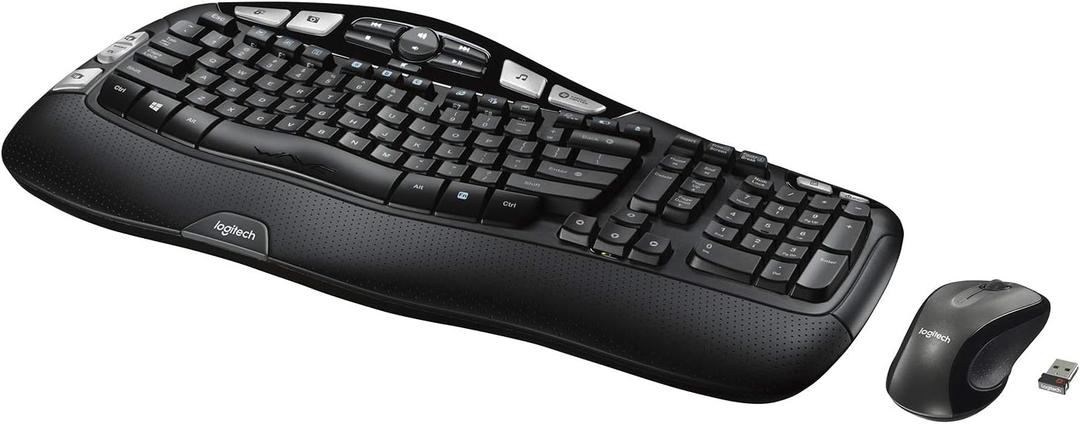 Logitech MK550 Wireless Wave Keyboard and Mouse Combo - Includes Mouse, Long Battery Life, Ergonomic Design, Black