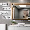 4 Wooden Wall Art Plaques - Large Bathroom Decor for Home Spa & Laundry (black)