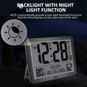 Digital Wall Clock Battery Operated with Backlight, Atomic Alarm Clocks with Indoor Temperature & Humidity for Bedrooms, Office, 8.5" Small Desk Clock with Large Display for Seniors, Auto DST, Sliver