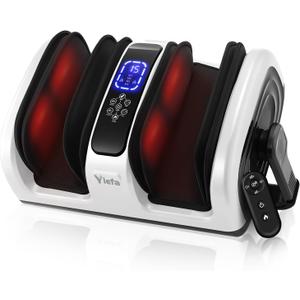 Shiatsu Foot Massager with Heat, Feet Massager for Neuropathy, Plantar Fasciitis and Pain Relief, Deep Kneading and Rolling Massage for Feet/Calf/Leg/Ankle,Gifts for Women Men (White)