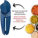 Starfrit MightiCan Can Opener - Safe - Holds Lid and Leaves No Sharp Edges on Lid - Comfort Grip - Heavy Duty Non-Slip Knob - Blue