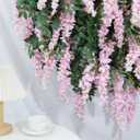 1pc/2pcs Encrypted Flower Vine Wisteria Artificial Flowers Garland,White Wisteria Hanging Flowers Flower Garland Decorations for Home Garden Outdoor Ceremony Wedding Arch Decoration (Pink, 2pcs)