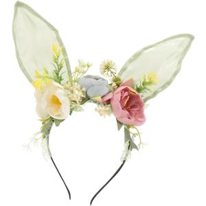LIFKOME Rabbit Ears Headband Bunny Ears Flower Hairband Animal Head Piece for Christmas Easter Birthday Wedding Party Kids and Adults