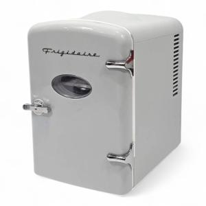Frigidaire Retro Mini Personal Fridge Cooler, Holds up to 9 Cans, Portable for Car, Office, Bedroom, Dorm Room, or Cabin, Includes 110V AC and 12V DC cords - White