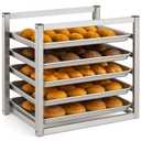Blulu 5 Tier Wall Mounted Sheet Bun Pan Rack 21 x 13 x 18 Fits 5 Half Size Sheet Pans Aluminum Baking Tray Racks for Bakeries Restaurants Catering Kitchens