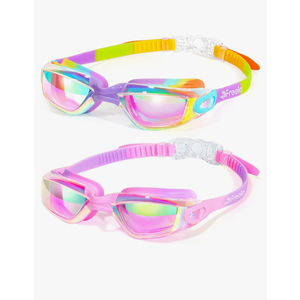 Freela Kids Swim Goggles, 2 Packs Swimming Goggles for Kids 3-14, Boys Girls Swim Goggles Anti Fog UV Protection No Leaking