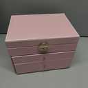 RWCCCRWS Piece of High-capacity Three-layer Jewelry Box Drawer Jewelry Box Storage Earrings Necklace Ring, Pink