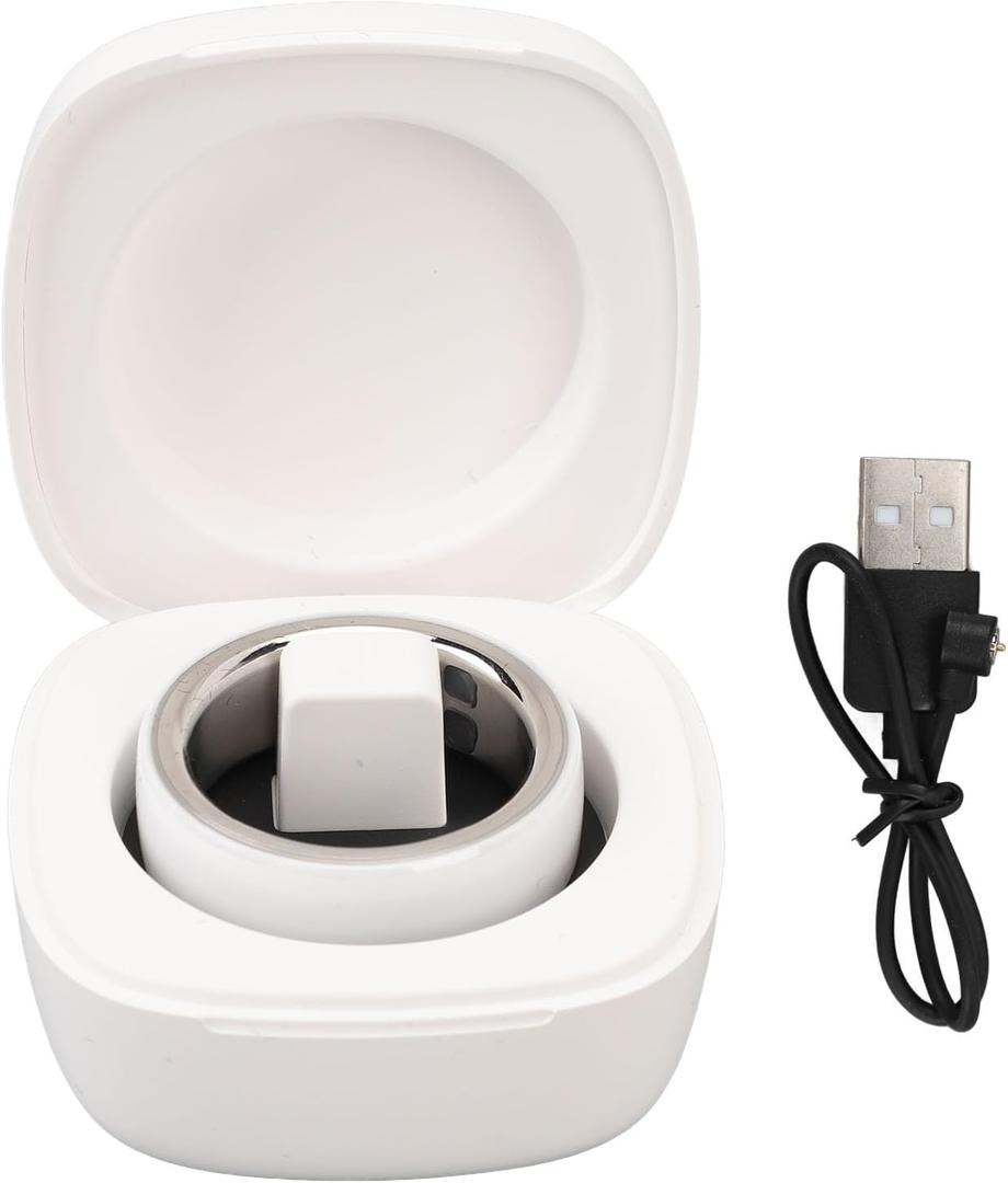 Smart Ring Sleep Monitoring Step Counting Health Fitness Tracker Ring Bluetooth with Charging Case Size 20 White A Lightweight and Aluminum Alloy and Ceramic Rin (White)
