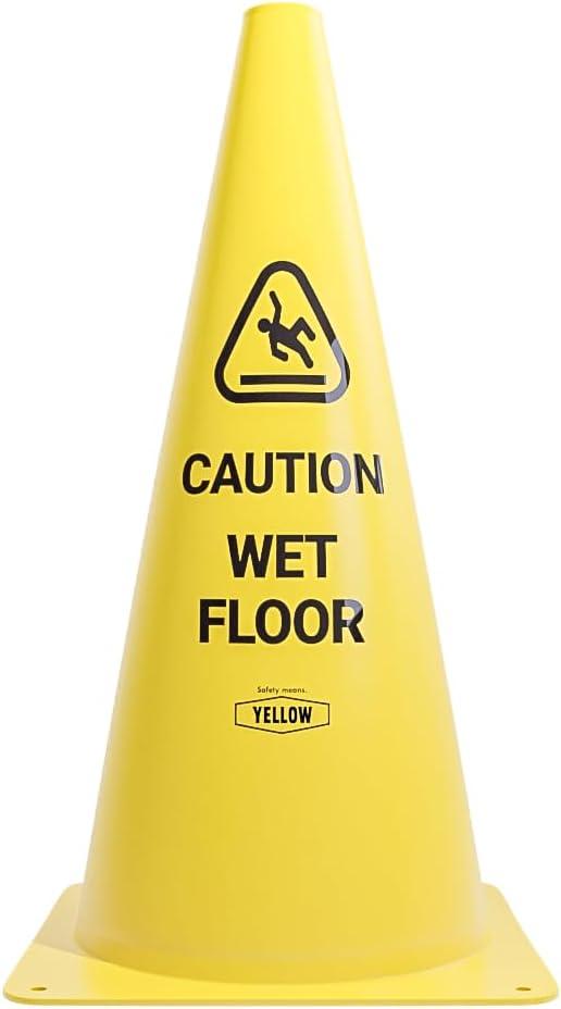 Yellow Safety Commercial 19 Inch "Caution Wet Floor" Sign Cone, 1 ct., Easy to Use and Store