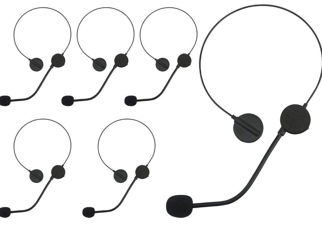 6 Pack Toy Headset Microphone Headband Costume Props Fake Rockstar Pop Singer Cosplay Accessories for Costume Makeup Party Prop