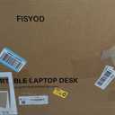 FISYOD Foldable Laptop Table, Portable Lap Desk Bed Table Tray, Laptop Stand with Cup Holder & Tablet Slot & Lifting Handle for Working Writing Drawing & Eating (Wood)
