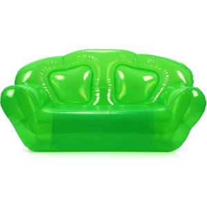 Kigley Inflatable Chair Blow Up Couches Transparent Inflatable Sofa Seat Yard Patio Portable Air Couch Furniture for Outdoor Indoor Camping Beach Room(Double Seat,Green)