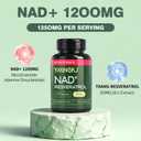 NAD+ Supplement with Resveratrol 1200mg – Nicotinamide Adenine Dinucleotide & Trans-Resveratrol 50mg, Anti-Aging Cellular Energy & Metabolism, NAD supplements for women 60 Capsules (30 Servings)