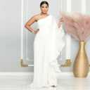 KELYWELL Women's One Shoulder Asymmetric Jumpsuits Ruffle Loose Sleeveless Elegant Jumpsuit Wide Leg Long Pants Rompers, S