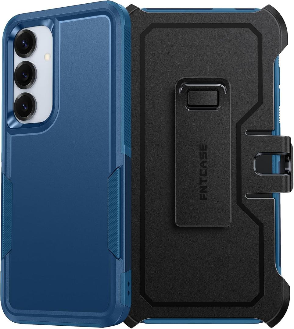 FNTCASE for Samsung Galaxy S25 Case: Galaxy S24 Case Heavy Duty Drop Protection with Rugged Belt-Clip Holster & Kickstand Military Grade Shockproof Durable Protective Cell Phone Cover (Blue)
