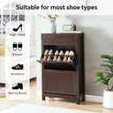 2 Flip Drawers Shoe Cabinet Storage for Entryway, Narrow Hidden Shoes Organizer for Front Door Entrance, Free Standing Shoes Cabinet Wooden Hallway Shoe Rack(Brown)