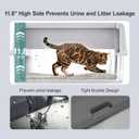 Stainless Steel Cat Litter Box, Open Top High-Sided Metal Litter Box with Scoop, Extra Large Litter Boxes for Kitty Kitten and Big Cats, Anti-Urine Leakage, Non-Sticky, Easy to Clean (Grey)