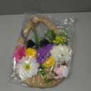 Lineshading Spring Wreath for Front Door Easter Wreath Basket Artificial Floral Hanging Basket with Woven for Easter Holiday Party Farmhouse Window Porch Door Decor