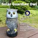 Solar Powered Garden Owl with Motion Detection, Rotating Head, Realistic Hoots and Silent Mode, Outdoor Statue and Sculpture, Owl Decoration for Home, Garden, Patio and Lawn