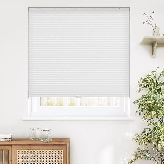 LazBlinds Cordless Cellular Shades, 33'' W x 48'' H, White | Soft Light Filtering Fabric Ensures Privacy, Insulates Thermally & Reduces Noise, Safe Cordless Design for Kids & Pets