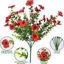 Lnoicy 20 Bundles Artificial Fake Flowers for Outdoor Faux Eucalyptus Flowers for Home Decoration,Fake Plants UV Resistant for Porch/GardenRed