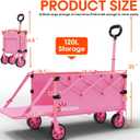 Yozoia 360LBS Heavy-Duty Wagons Carts Foldable 120L Collapsible Wagon Cart with Wheels and Tailgate, Folding Utility Wagon Carts for Groceries, Outdoor Camping, Shopping, Beach, Garden