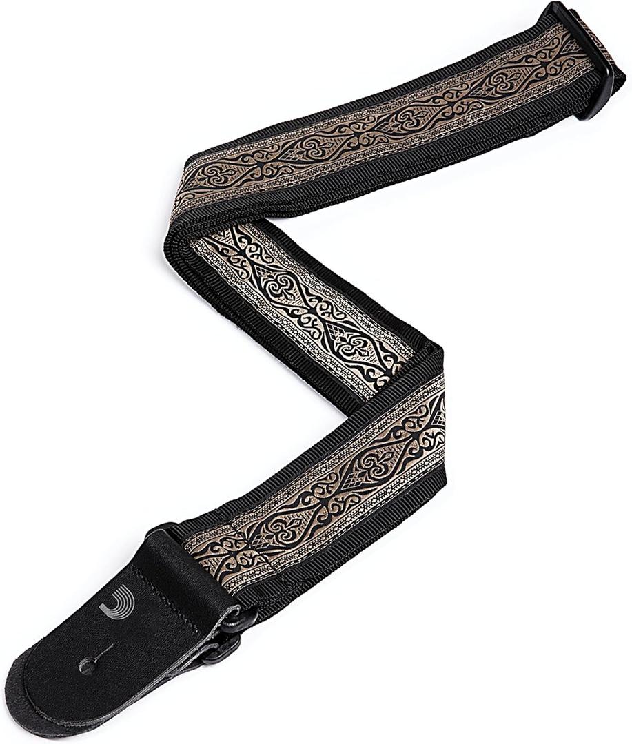 D'Addario Planet Waves 50J04 2-Inch Tubular Webbing with Brown Jaquard Design