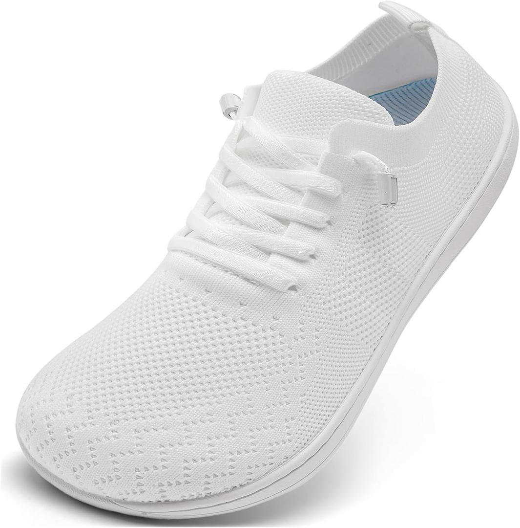 VXGGVX Barefoot Shoes Women Tennis Running Barefoot Shoes Wide Toe Box Walking Casual Slip On Slippers Breathable Minimalist Sneakers White, 7