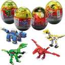 Anditoy 4 Pack Dinosaur Building Blocks Toys in Jumbo Eggs for Kids Boys Girls Easter Basket Stuffers Fillers Gifts Party Favors (Multicolor)