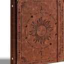 PU Leather 3 Ring Binder 1 Inch Round Ring Binder Holds 200 Sheets 8.5"x11" Letter Size Paper, Wedding Family History Notebook Cover Loose Leaf Organizer, Brown