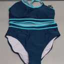 BMJL Women's High Waisted Bikini Sets Sporty Two Piece Swimsuits Color Block Cheeky High Cut Bathing Suits Size L