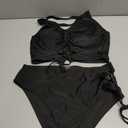SOLY HUX Women's Plus Size Bikini Set Sexy Swimsuit Lace Up Tummy Control 2 Piece Bathing Suit, Size 1XL (Black)